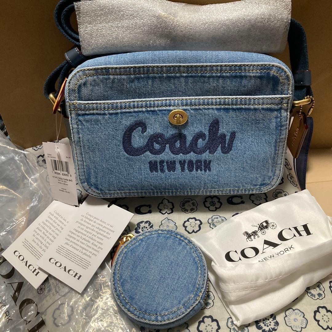新品☆Coach☆CAMERA☆ショルダーバッグ☆デニム☆斜めがけ☆ロゴ刺繍☆