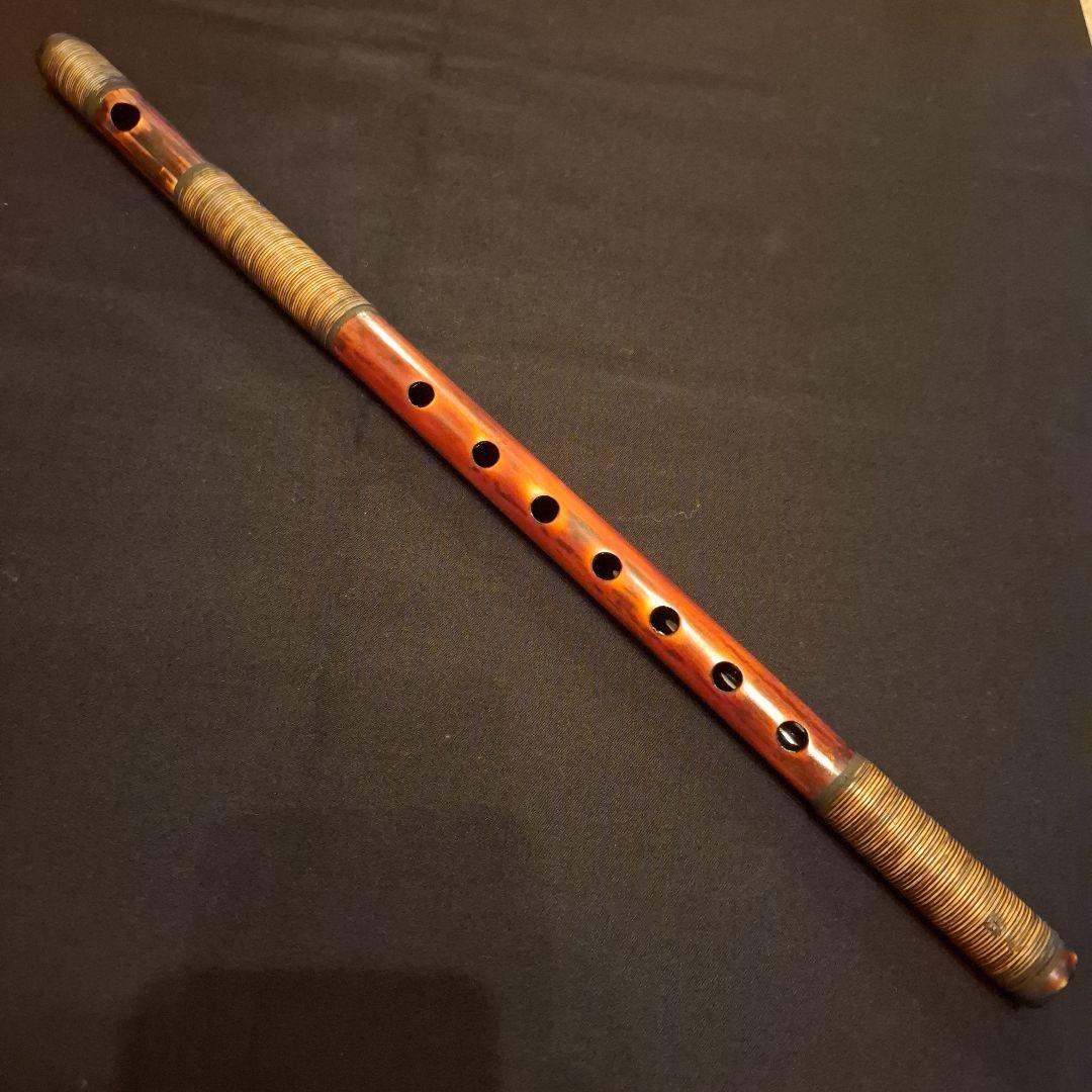 篠笛　古典調　7穴　四本半調子　天地胴巻き　燻風仕上げ