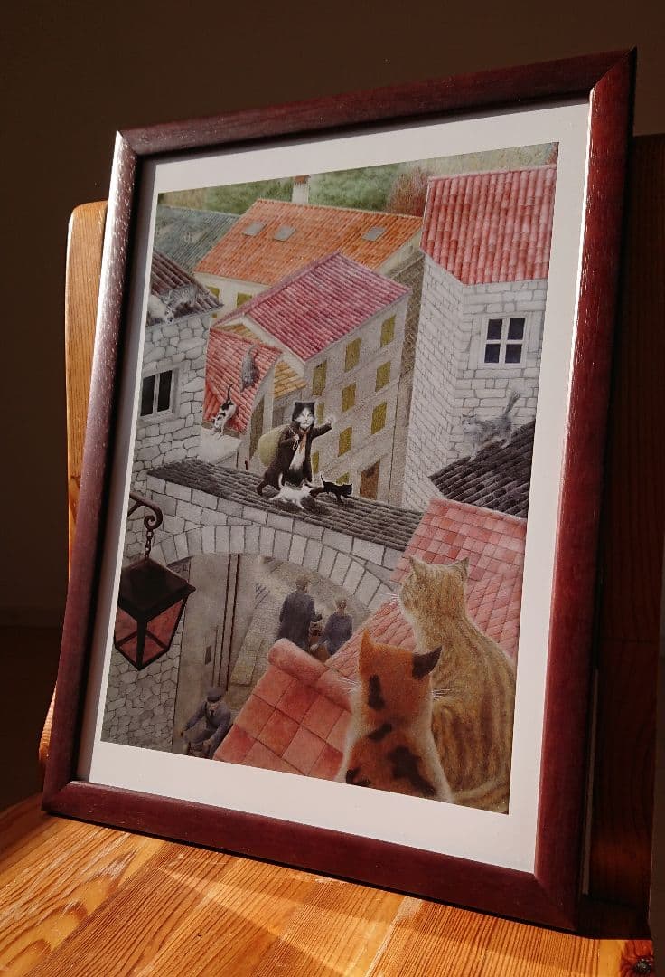 色鉛筆画「CAT WALK」レプリカ