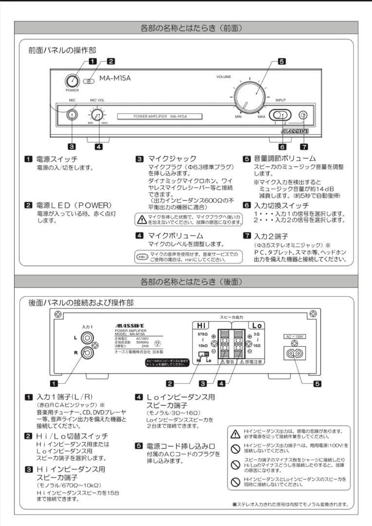 MASSIVEモノラルパワーアンプ MA-M15A