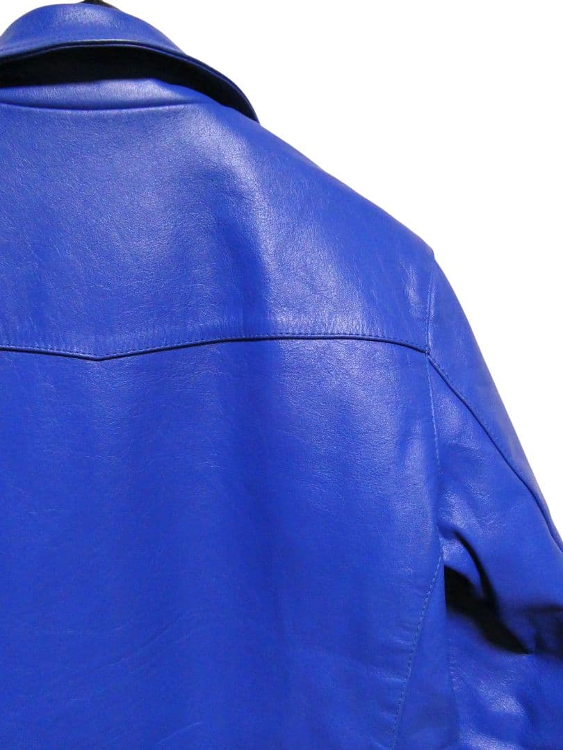 ヴィンテージ！レアカラーロイヤルブルー！襟付きシングルライダースドミネーター