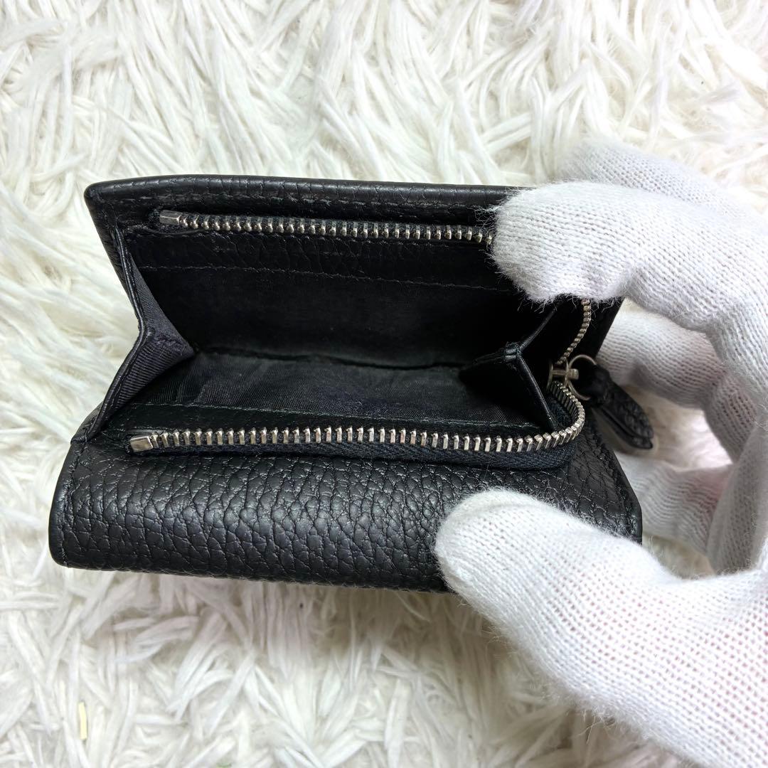 【極美品✨】GUCCI GGマーモント コンパクトウォレット 三つ折り財布 黒