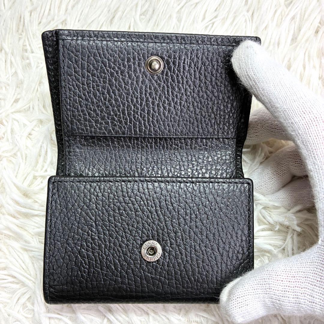 【極美品✨】GUCCI GGマーモント コンパクトウォレット 三つ折り財布 黒