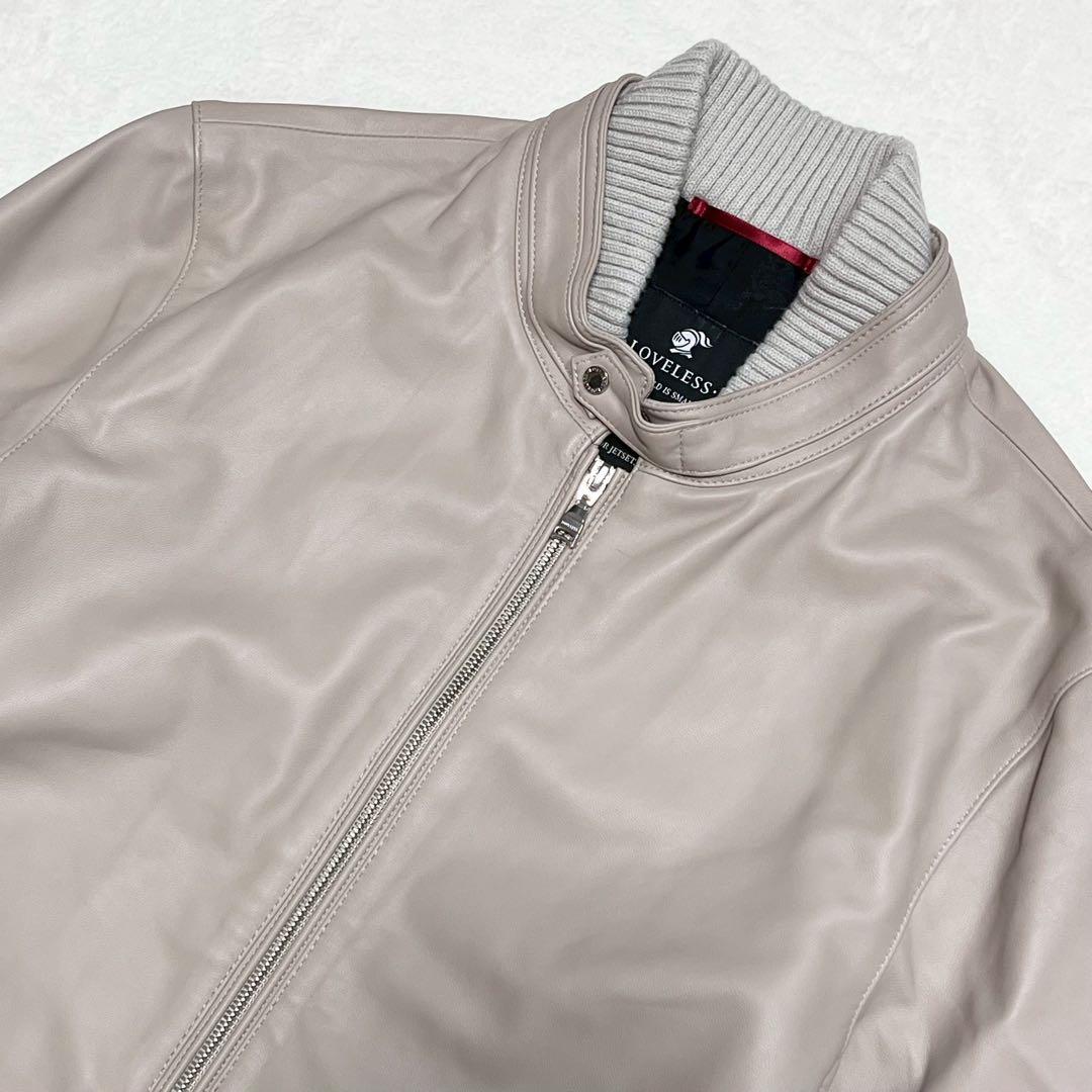 美品 XLサイズ LOVELESS ライダースジャケット ラムレザー 裏地柄