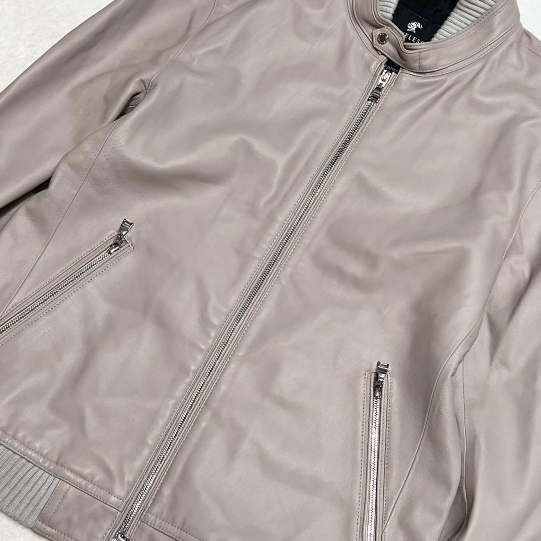 美品 XLサイズ LOVELESS ライダースジャケット ラムレザー 裏地柄