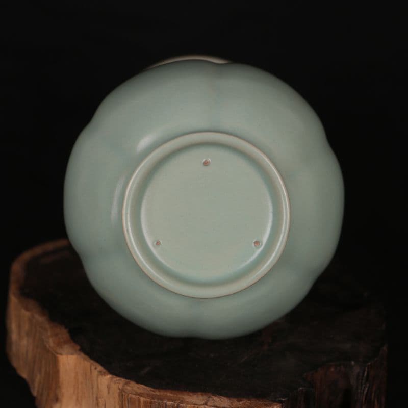 北宋汝窯青釉瓜稜双耳瓶  景徳鎮 陶磁器 装飾品 工芸品 美術品 置物