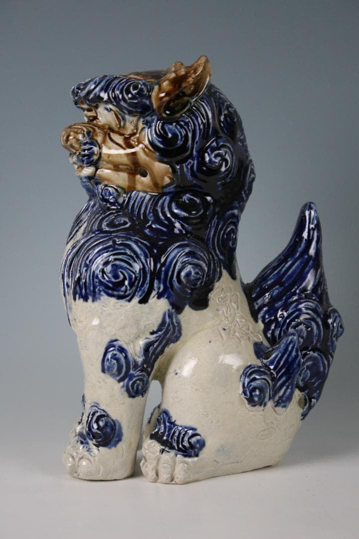 金城敏徳 作　呉須立シーサー（特大）1対