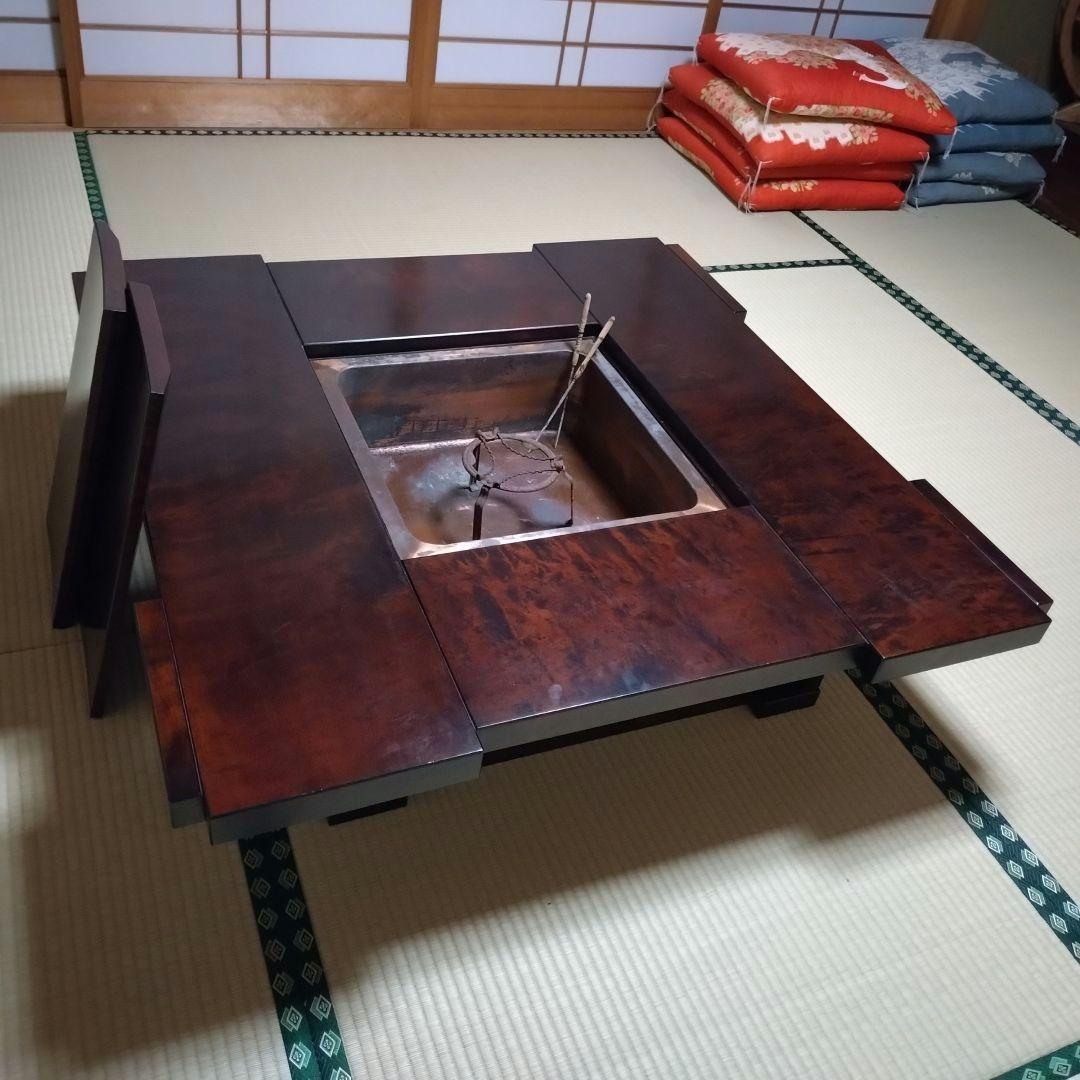 囲炉裏テーブル　囲炉裏付き座卓　民芸調　アンティーク　古民家　旅館　天然木