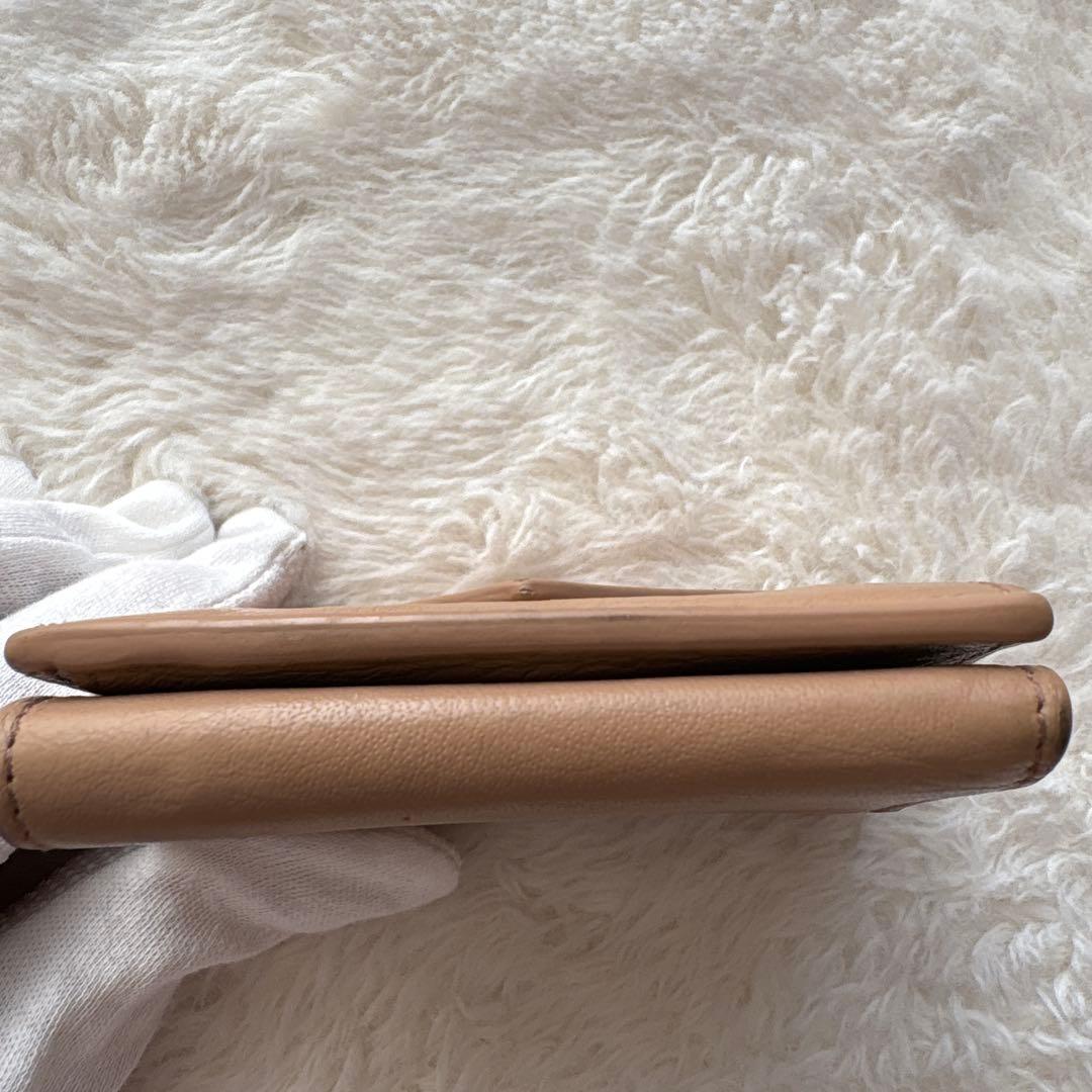 美品 バレンシアガ ペーパー ミニウォレット 三つ折り財布 ベージュ