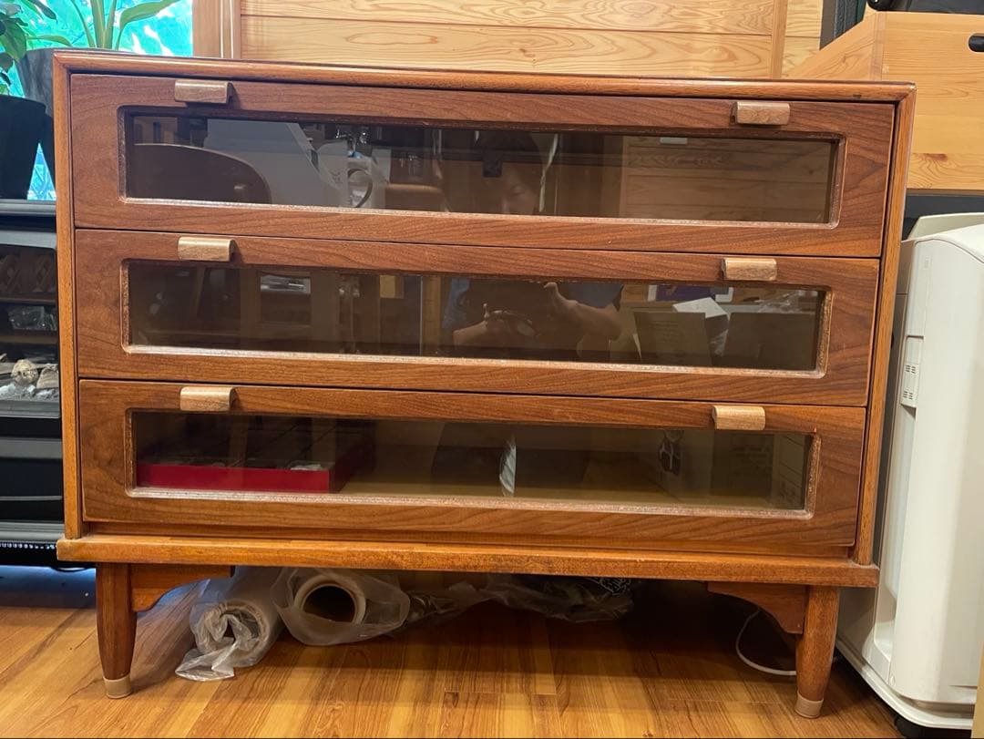 【希少】オールドアメリカンチーク材チェスト　コレクション収納にも最適♡