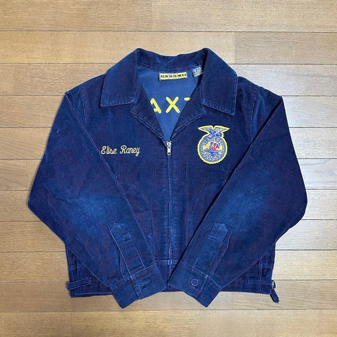 FFAジャケット 80s~90s コーデュロイ ワークジャケット 刺繍 ネイビー