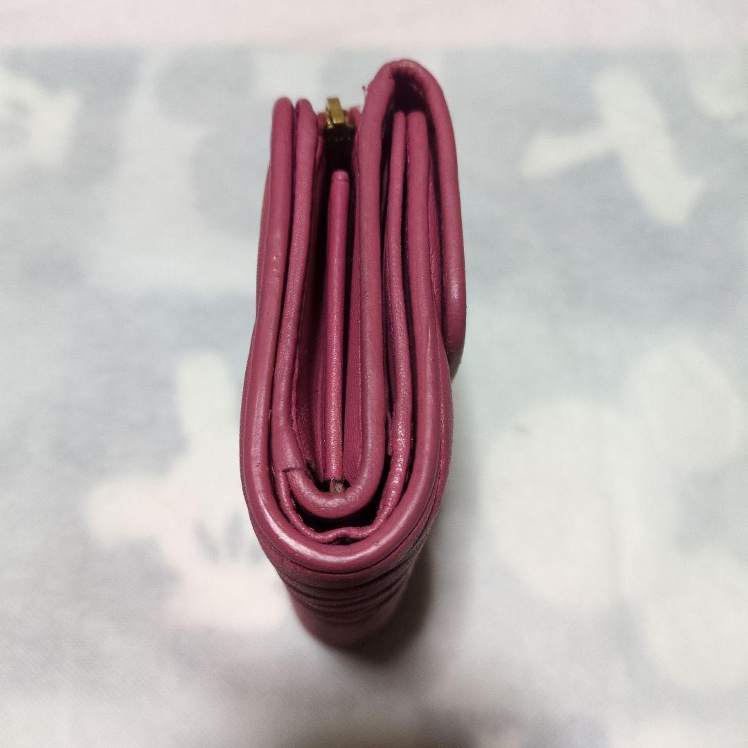 ♥りきりき♥miu miu　ピンク編み込みレザー三つ折り財布