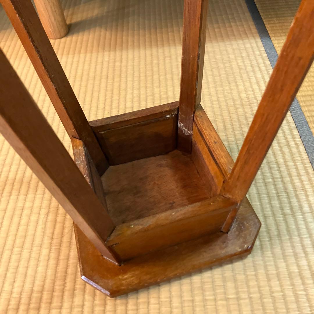 アンティーク木製 スツール 丸椅子 花台 昭和レトロ 古道具 古家具　角椅子