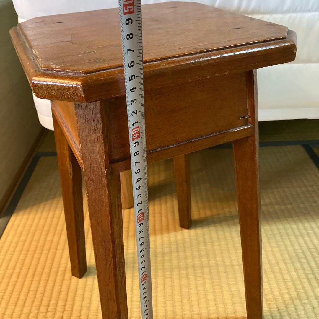 アンティーク木製 スツール 丸椅子 花台 昭和レトロ 古道具 古家具　角椅子