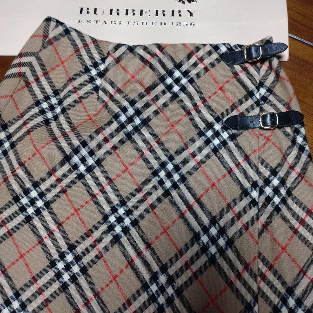BURBERRY チェック柄ラップスカート ダブルバックル