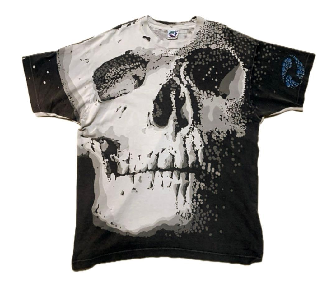 鮨*m様 USA製©︎1992 Liquid Blue スカル総柄Tシャツ XL