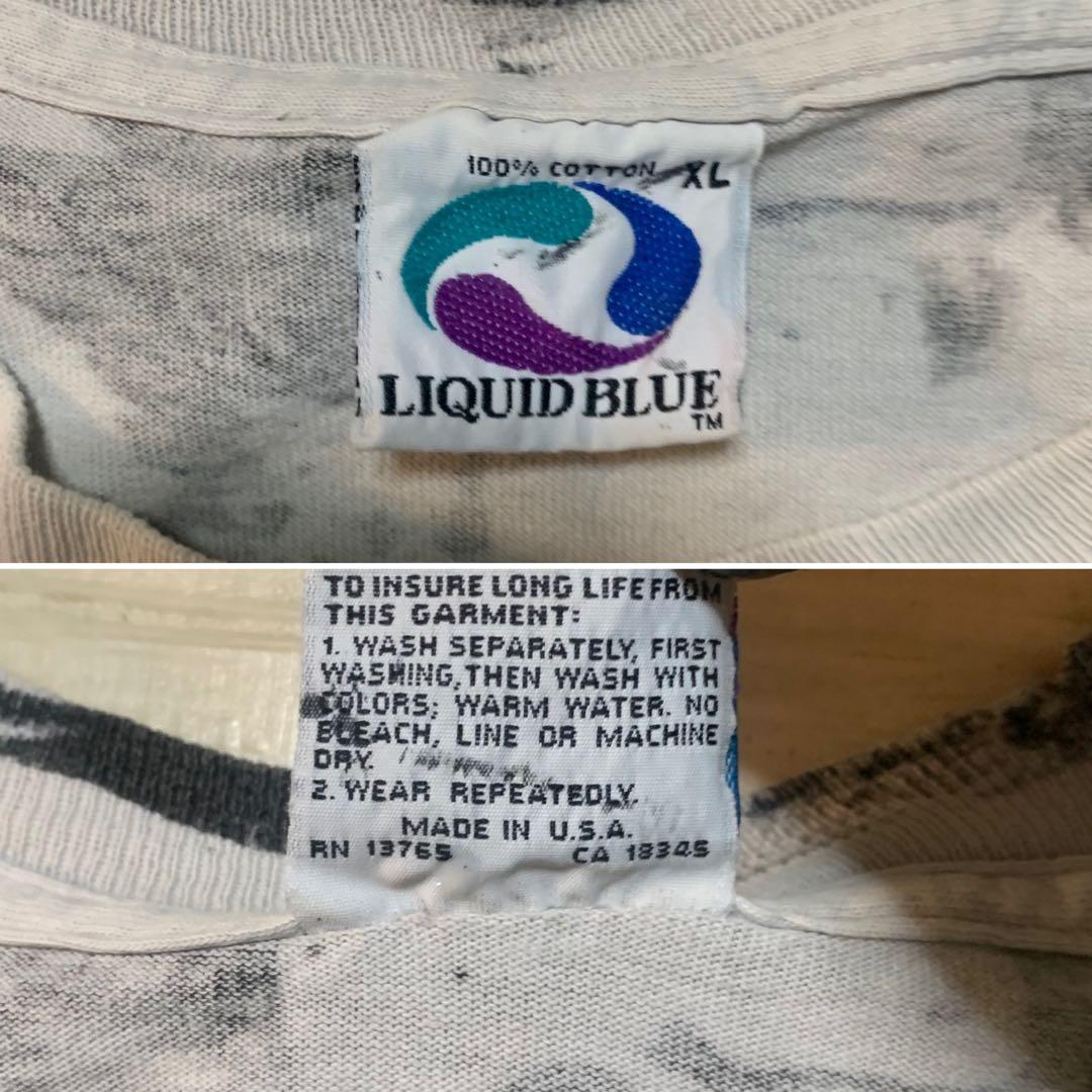 鮨*m様 USA製©︎1992 Liquid Blue スカル総柄Tシャツ XL