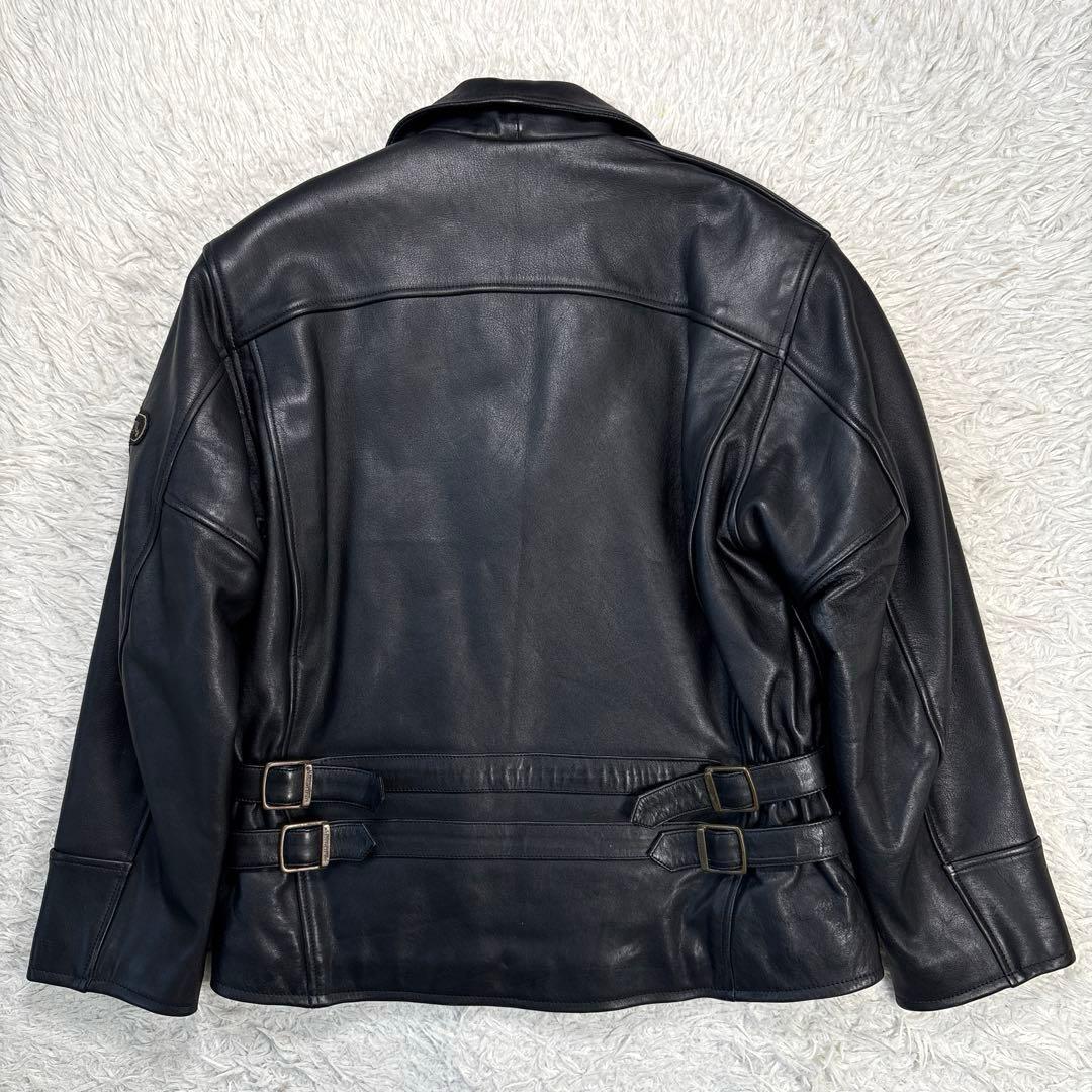 ハーレーダビットソン　レザージャケット　シングル　ライダース　ワッペン　刺繍　黒