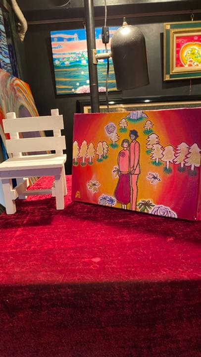 アクリル画】商品名　「ラブソング」未使用品　限定品  ミニチェアー付き