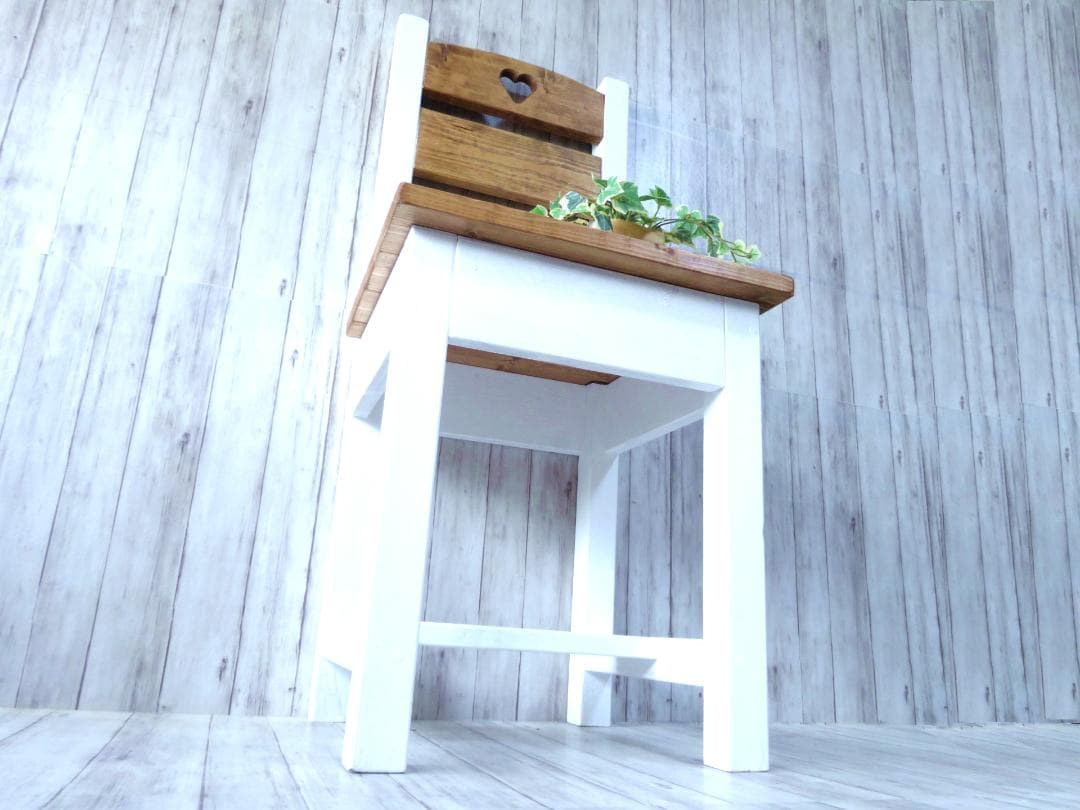 ハンドメイド 一人掛けチェア ハートタイプB（チーク＆ホワイト）