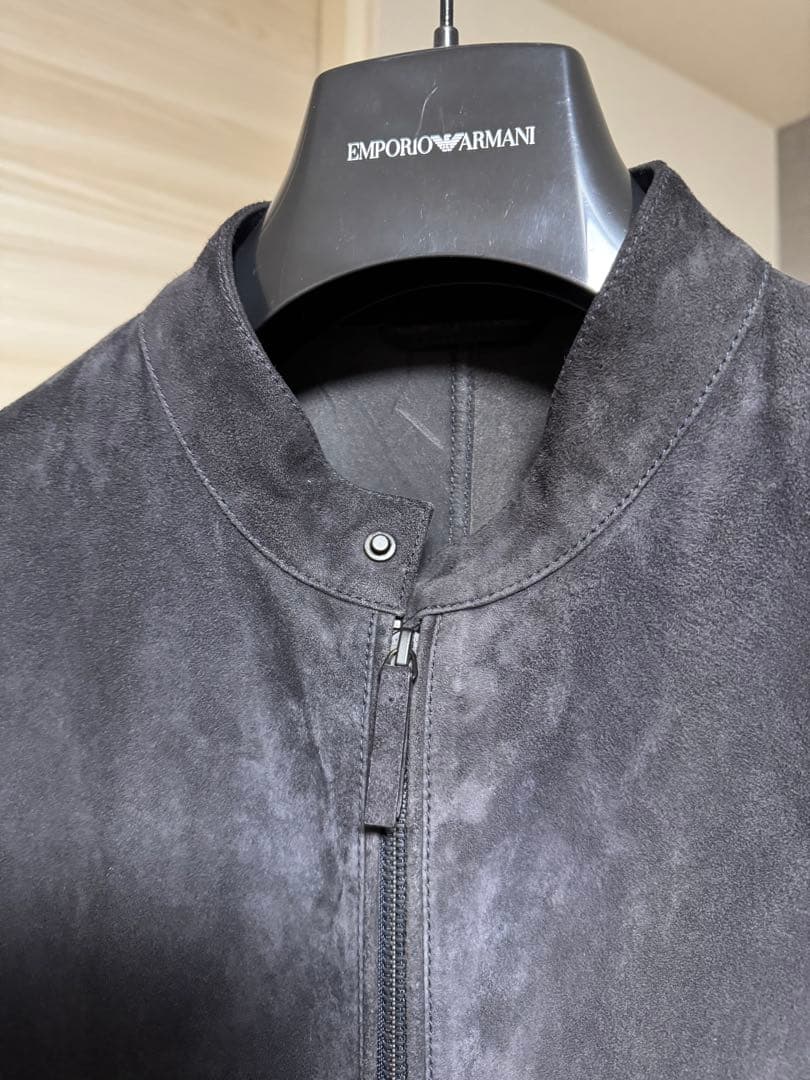エンポリオアルマーニ ゴートスキン スエード シングルライダースジャケット