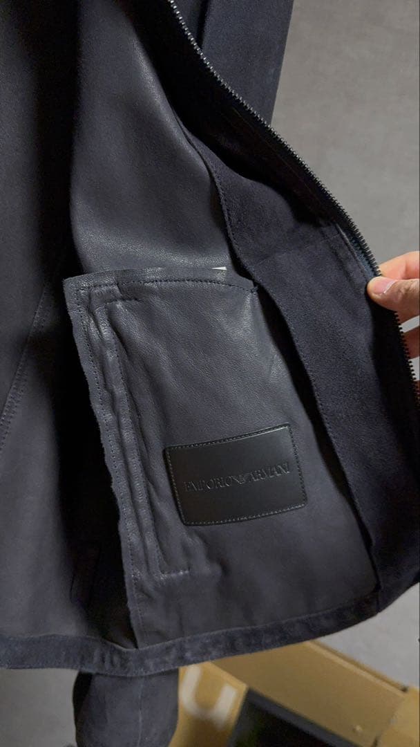 エンポリオアルマーニ ゴートスキン スエード シングルライダースジャケット