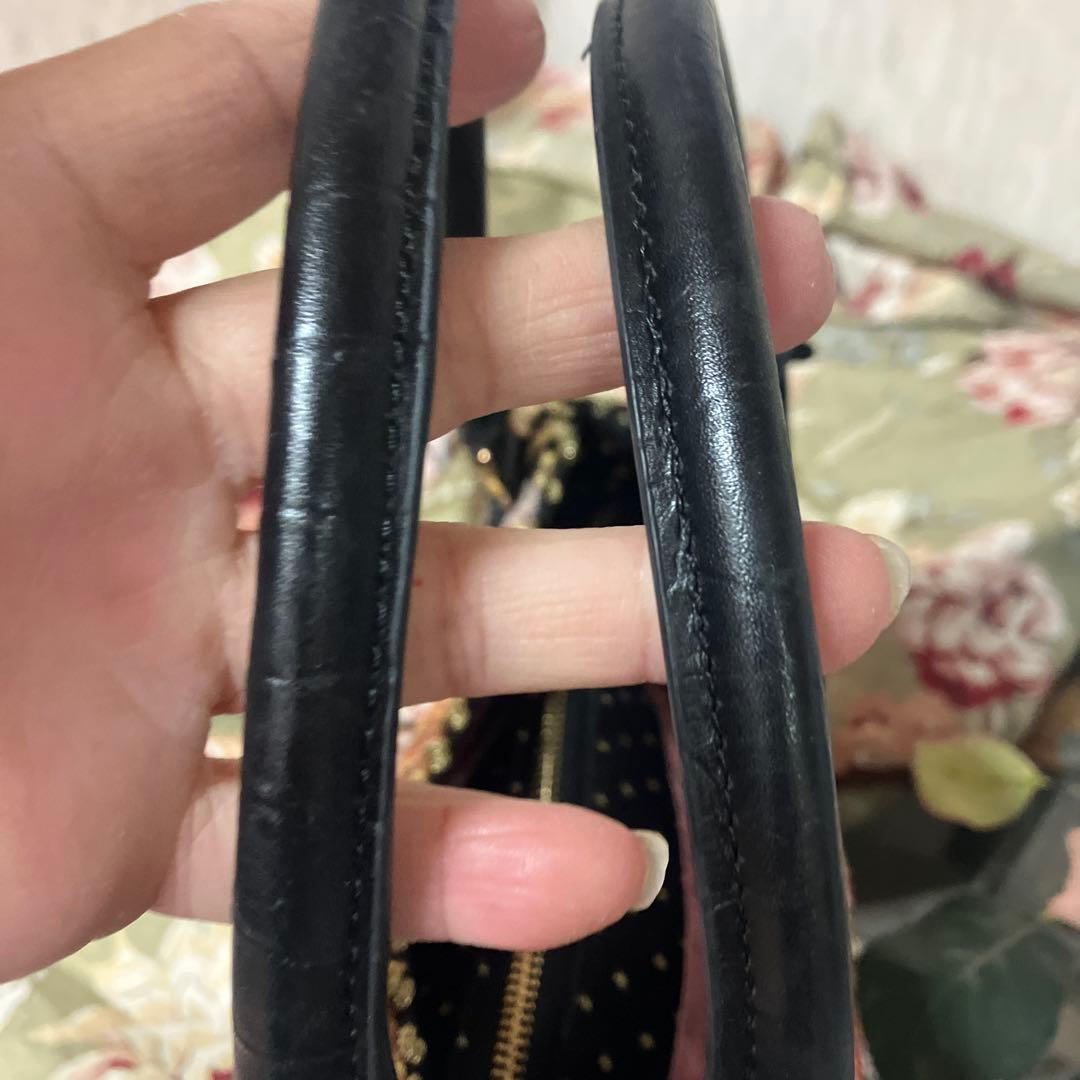 タイムセール‼️美品‼️シンクビービーズ刺繍 黒 ハンドバッグ 中型