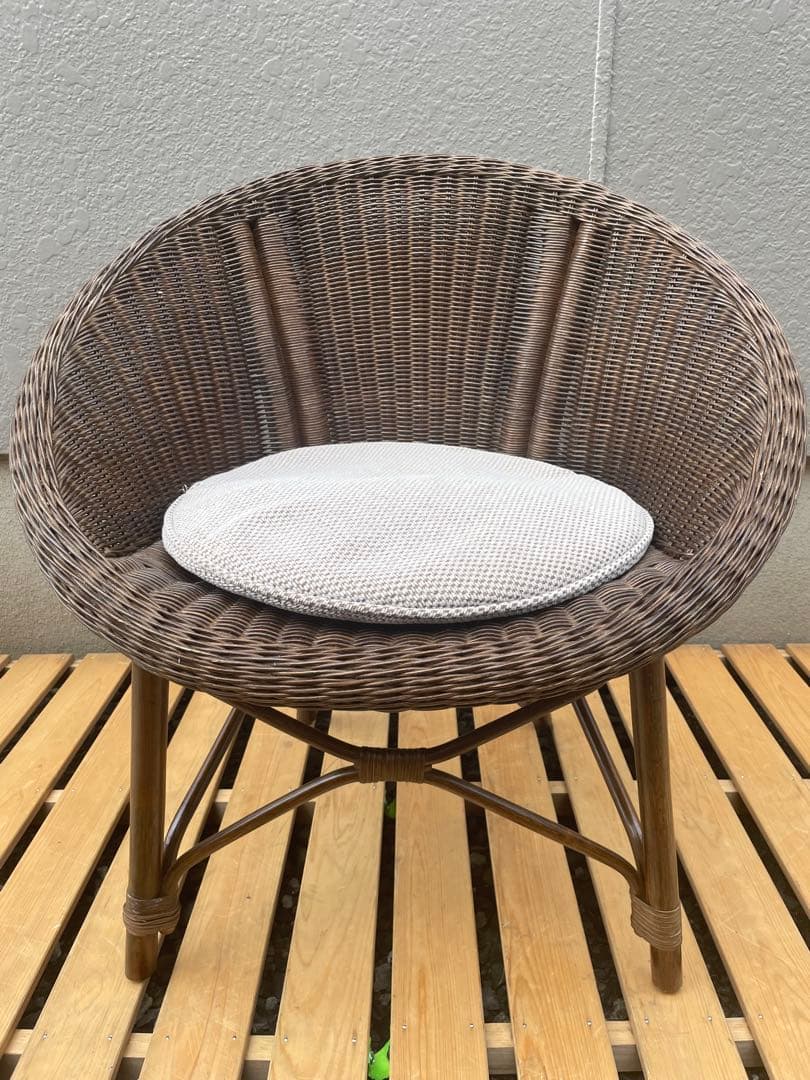 ②カザマ KAZAMA ラタン 丸型座椅子