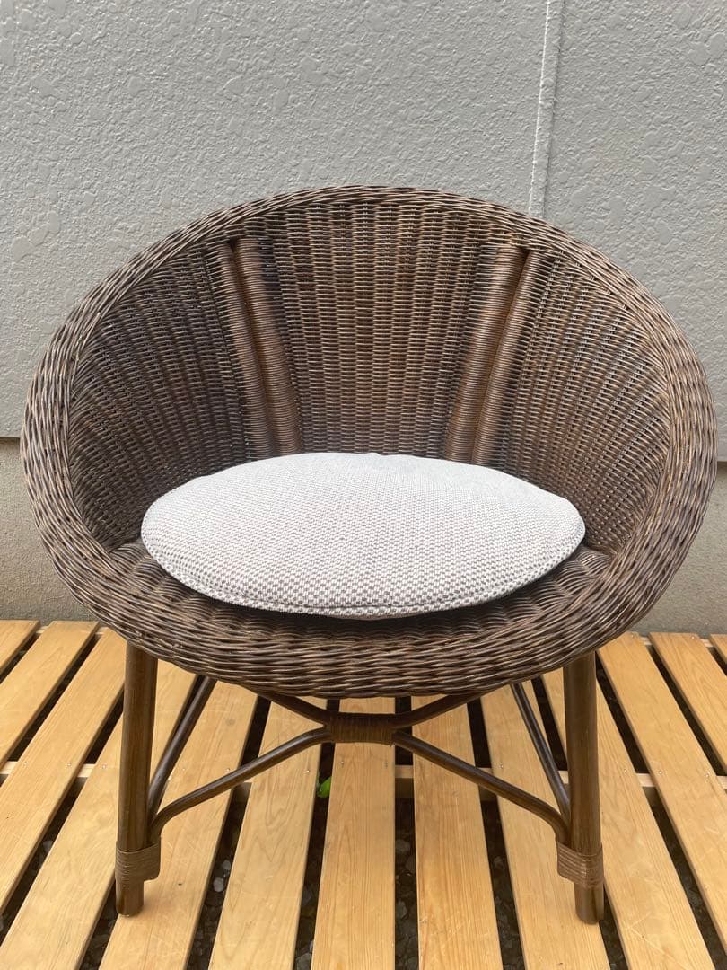 ②カザマ KAZAMA ラタン 丸型座椅子