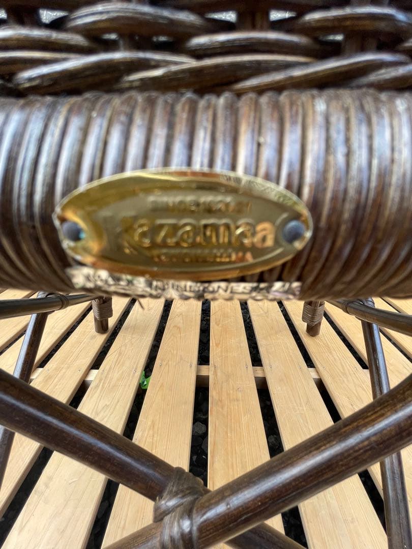 ②カザマ KAZAMA ラタン 丸型座椅子