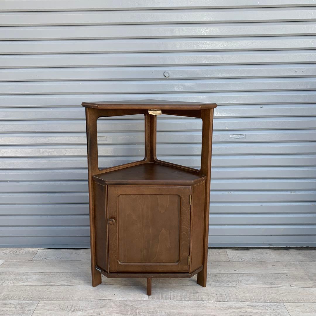 Karimoku カリモク コーナー 花台 電話台 サイドテーブル 三角 収納