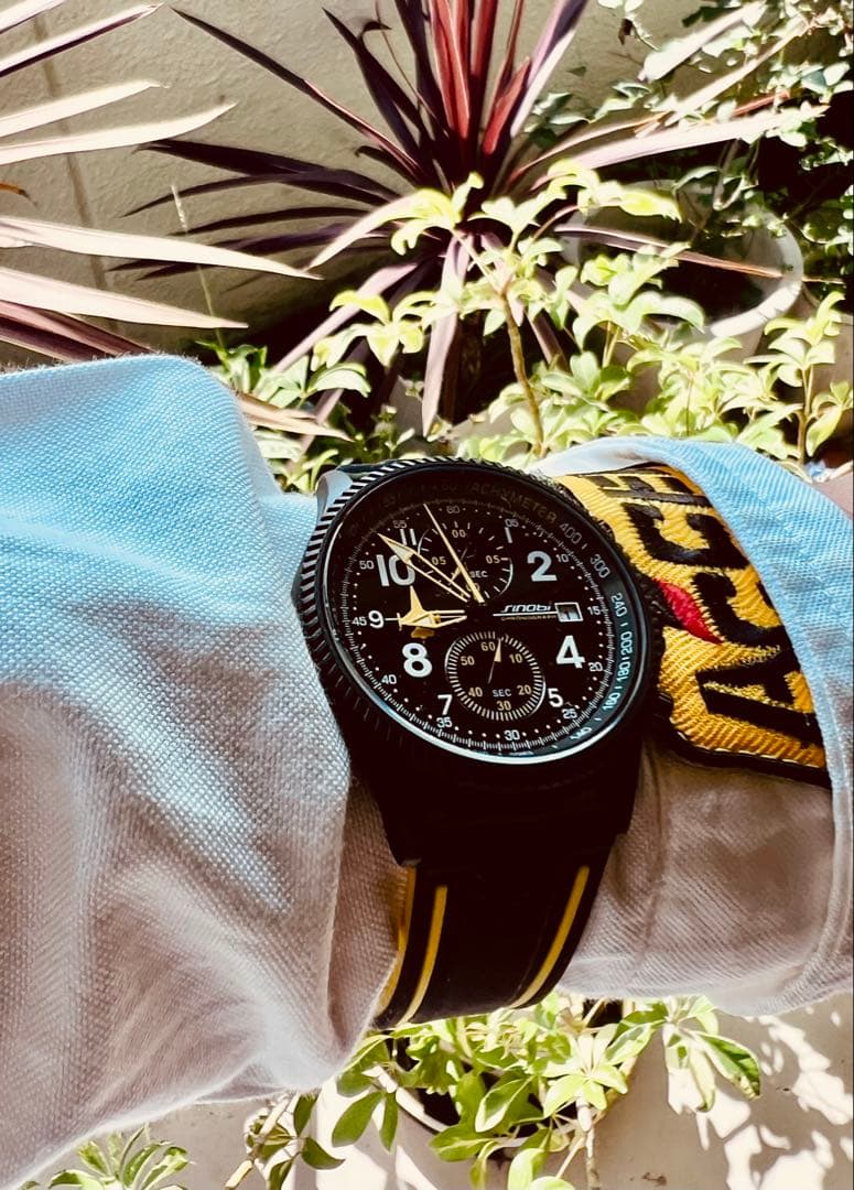 値引Air航空機military時計、ベルトラバー製yellow新品未使用品