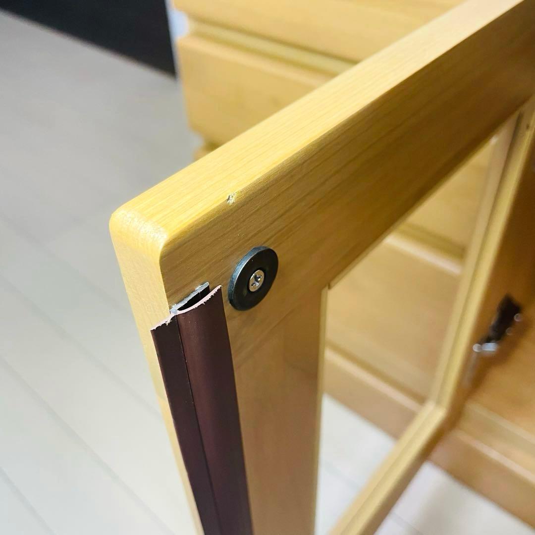 【美品】テレビ台 テレビボード 3段 幅90cm ナチュラル 木製 扉収納付き