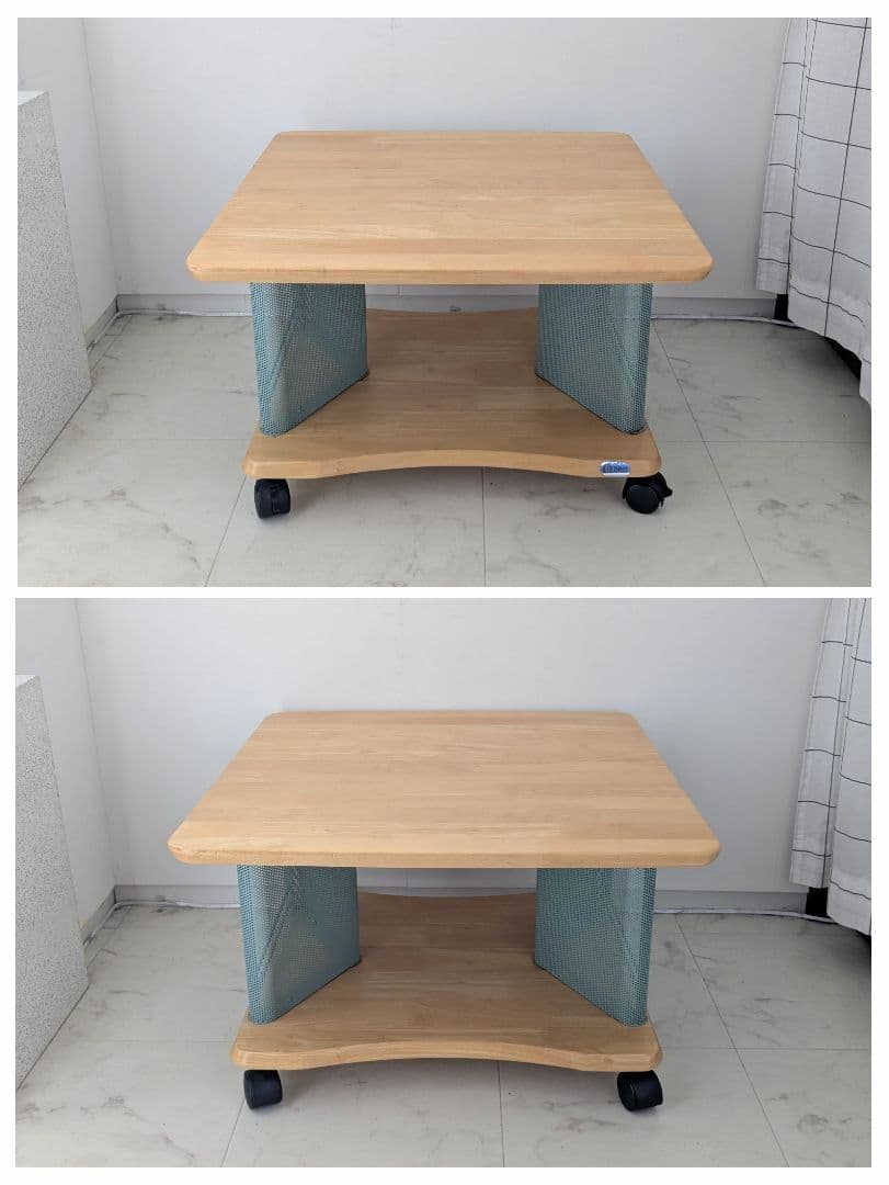 90s vintage パンチングメタルのブックスタンド付き テーブル