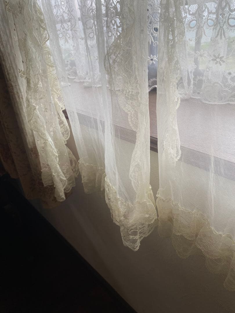 さえら風 雰囲気良い素敵な 2Way レースカーテン　のれん風