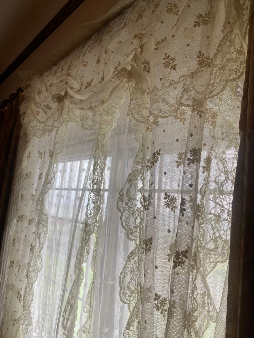 さえら風 雰囲気良い素敵な 2Way レースカーテン　のれん風