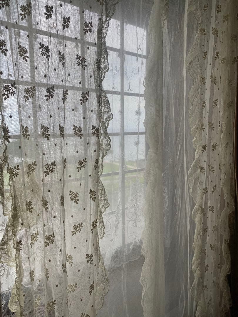 さえら風 雰囲気良い素敵な 2Way レースカーテン　のれん風