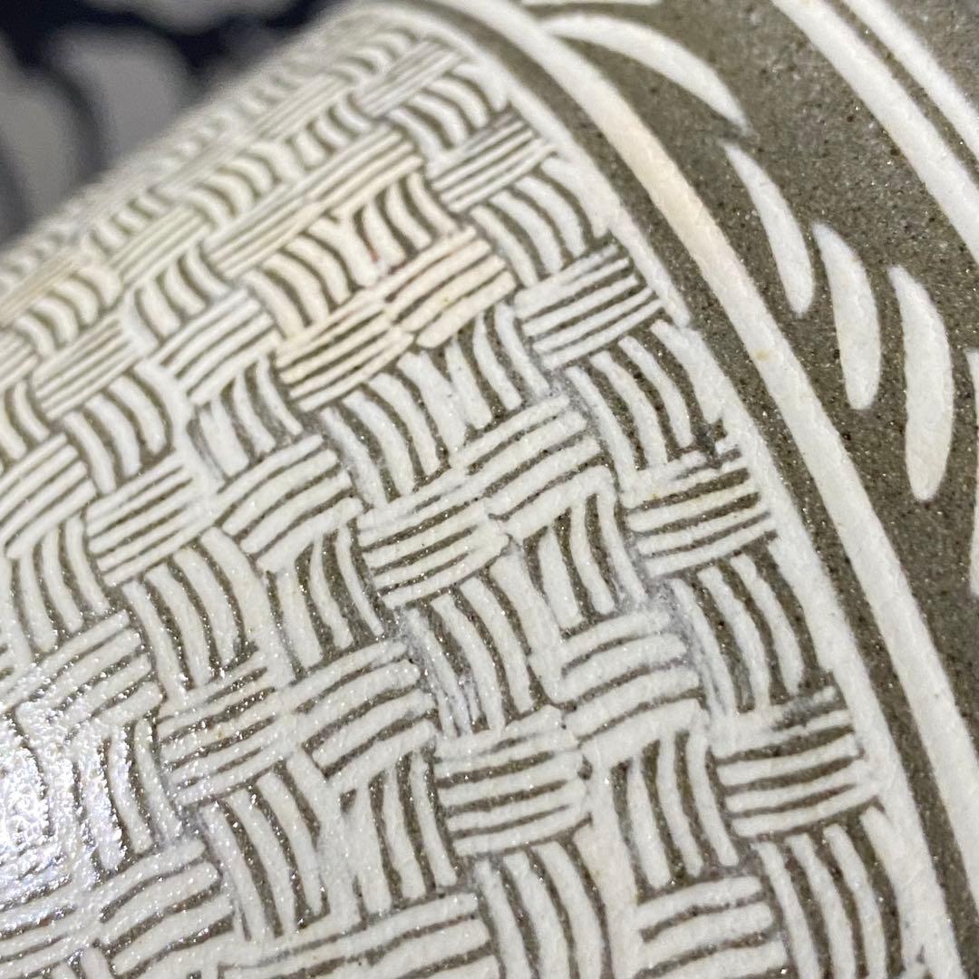 韓国　柳昌坤　高麗三島茶碗　韓国瑞昌陶芸研究所　瑞昌窯　白土象嵌細工　共箱有り