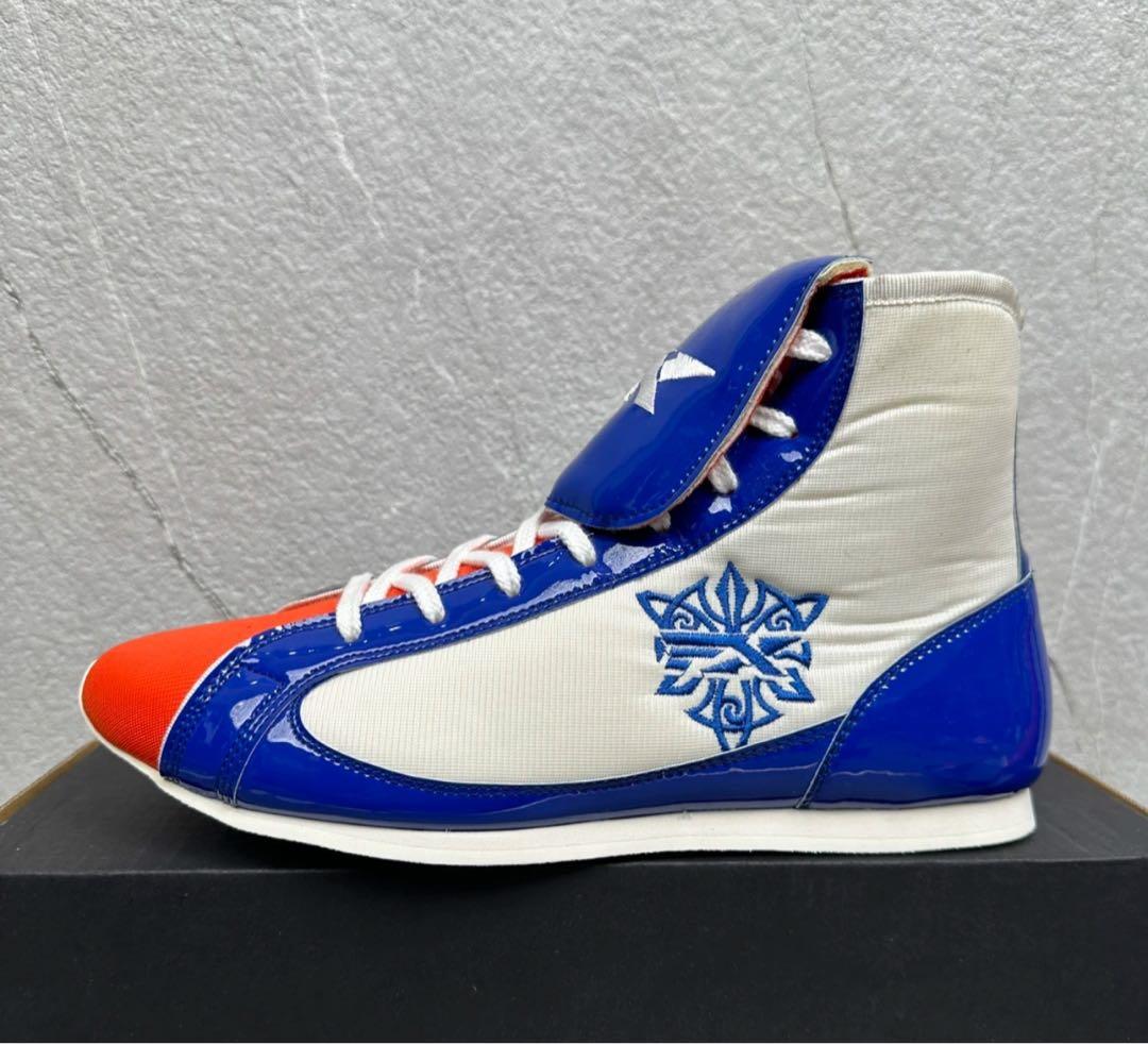 ボクシングシューズ ハイカット 青白オレンジ