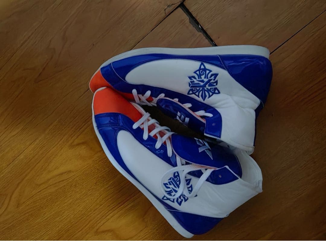 ボクシングシューズ ハイカット 青白オレンジ