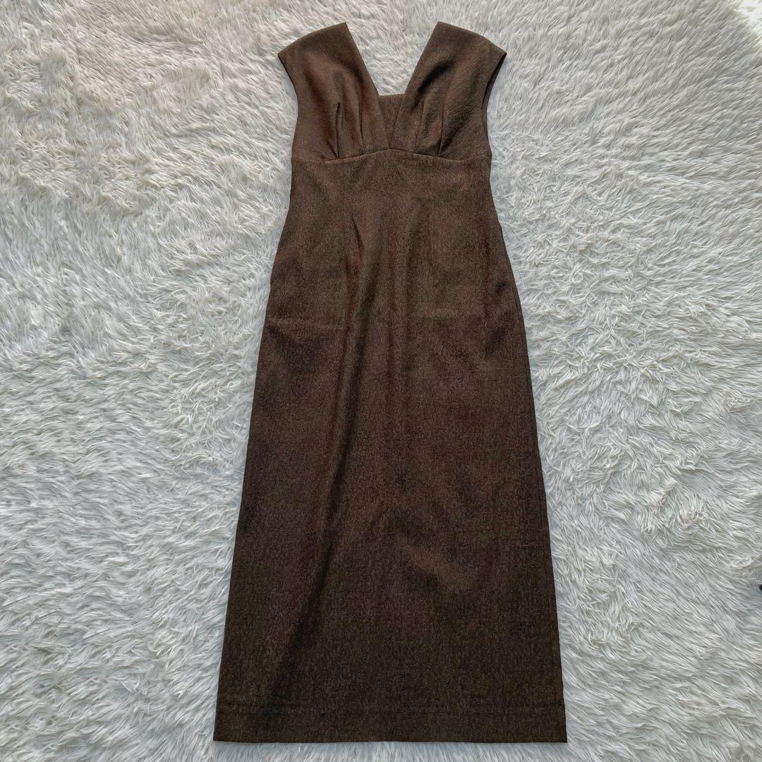 極美品✨kana ジャガード チュール セットドレス ブラウン ドレス S