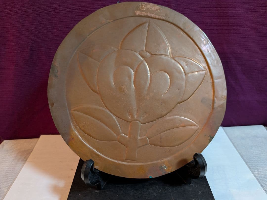 丸に橘御家紋時代２５センチサイズ古銅打出屋敷用飾り武具鎧櫃取付け飾りに最適品