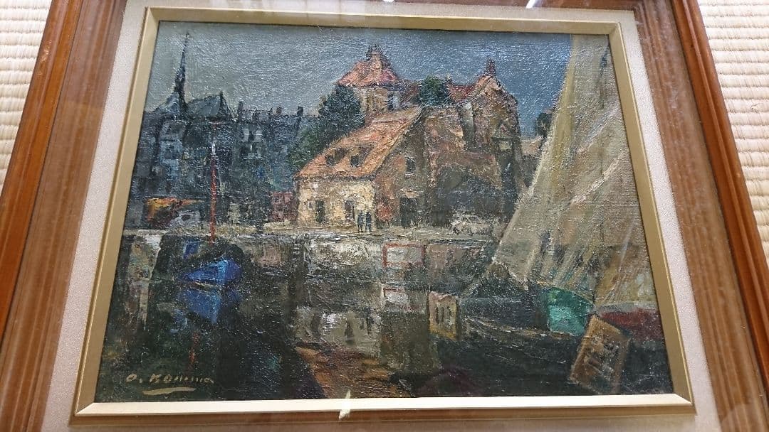 近馬治 作　F6号 油彩画「オンフルール」