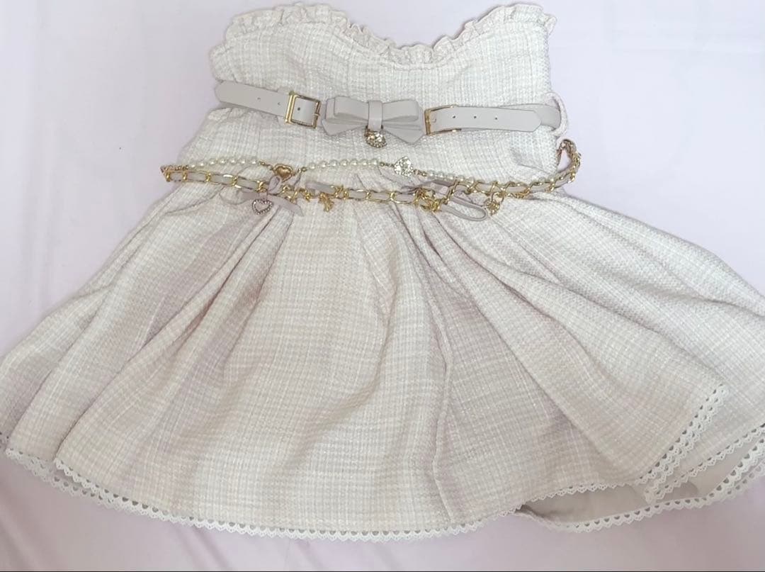 LIZLISA チェーンベルト付タックフレアスカパン ピンク