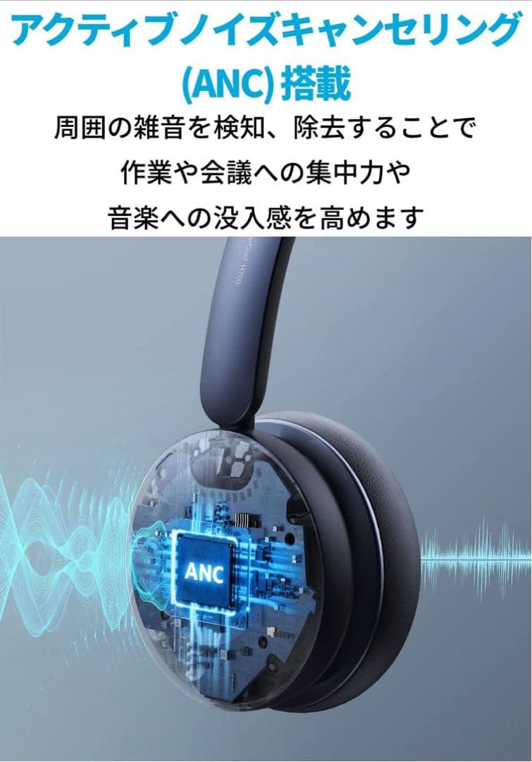 Anker PowerConf H700ワイヤレスヘッドセット 充電スタンド付属