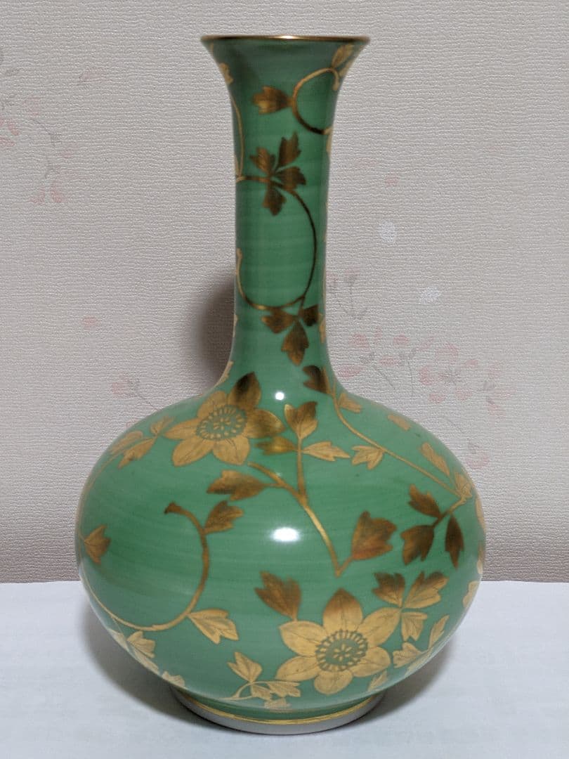 ⭐九谷焼重鎮 名工 吉田美統 人間国宝 金彩絵付 花器 花活 置物飾り 骨董品