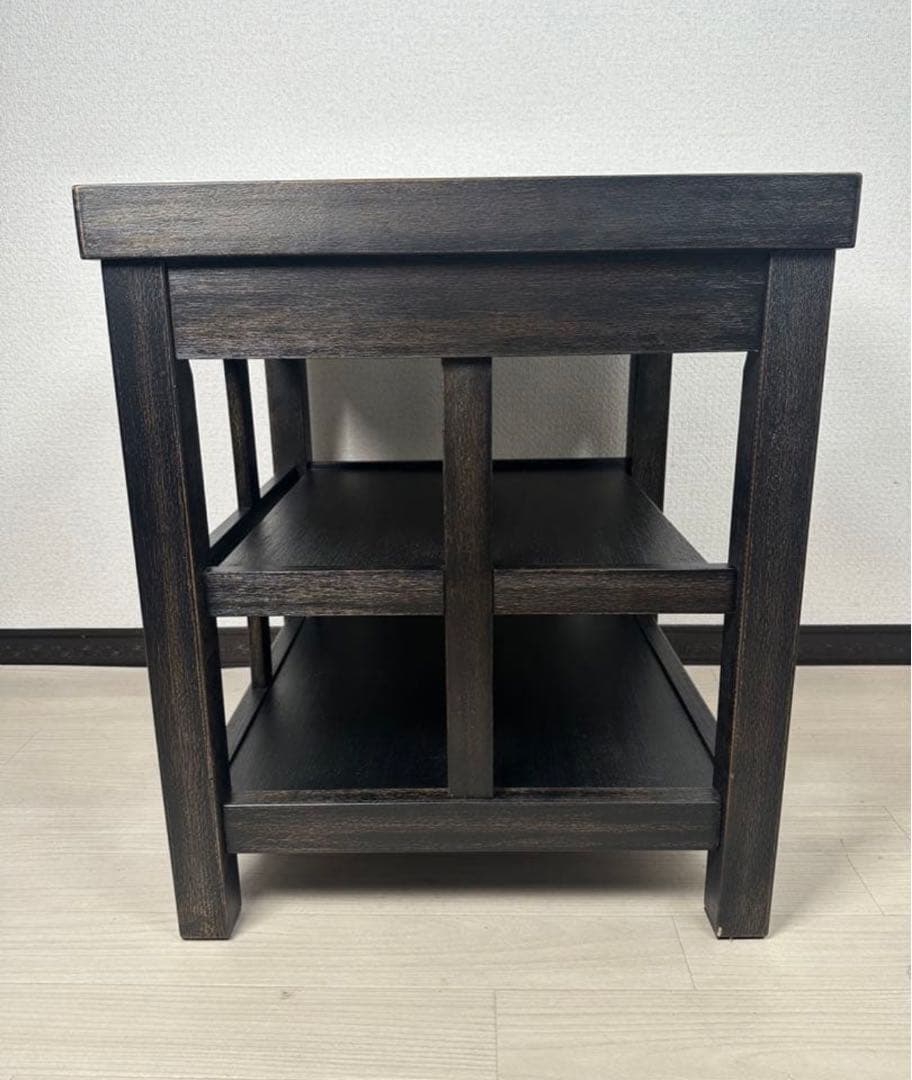 ダークブラウン木製3段テーブル