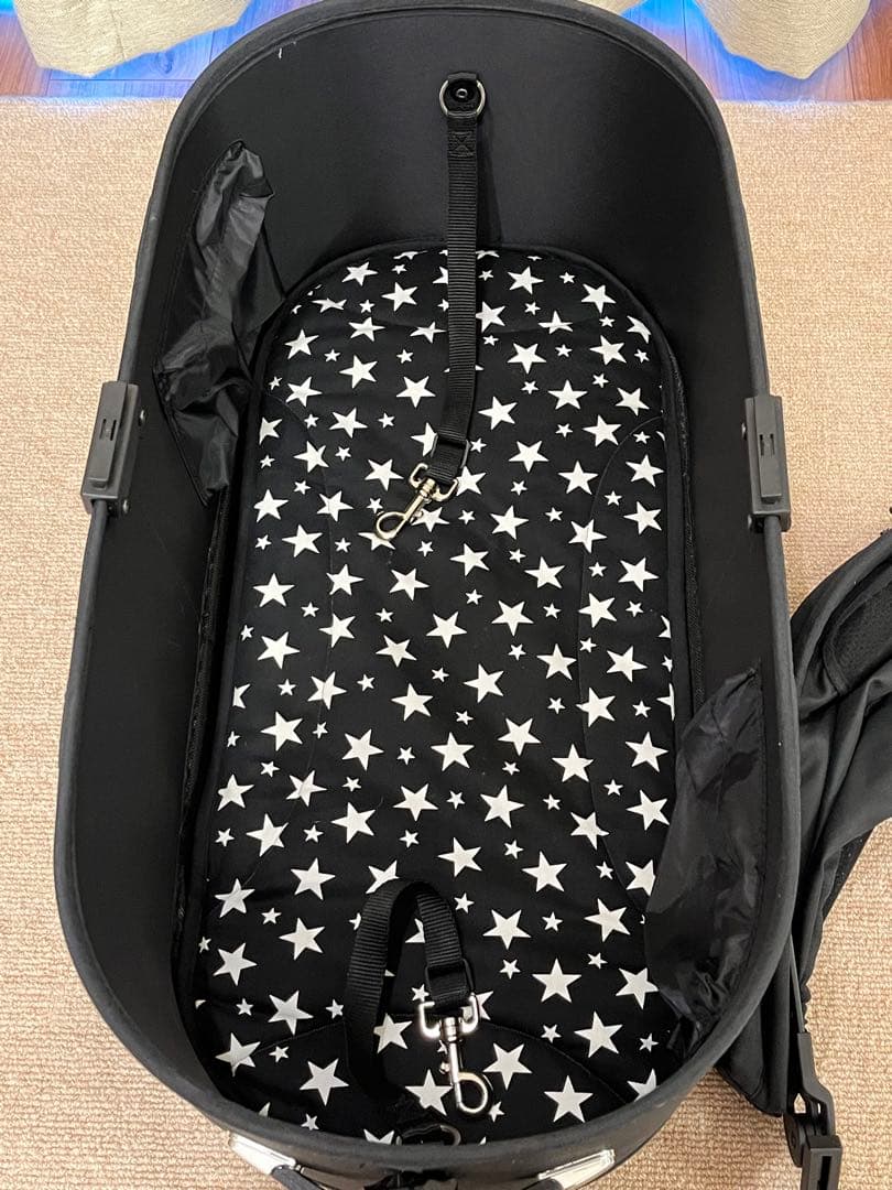★川崎市内直接手渡し★AirBuggy ドーム3ラージ ブラック 星柄カバー付