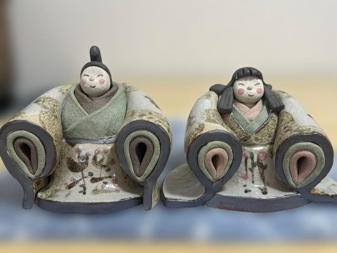 益子焼　お雛様飾り　ヴィンテージ