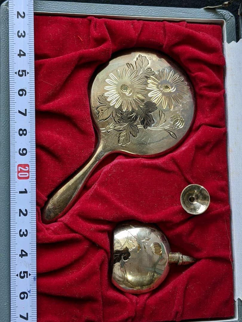 ⭐高島屋購入商品 銀瓶 銀製 彫金 香水瓶 銀製ロート 手鏡セット 骨董品